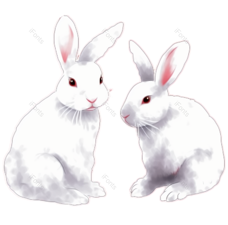 春节图片,兔子元素,可爱兔子PNG,手绘兔子免抠素材